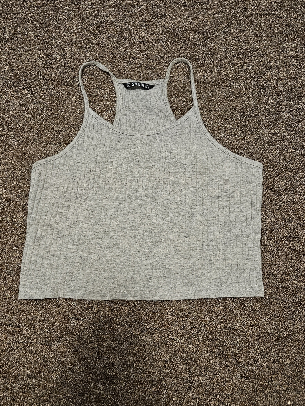 Ribbed Heathered Knit Cropped Cami Top